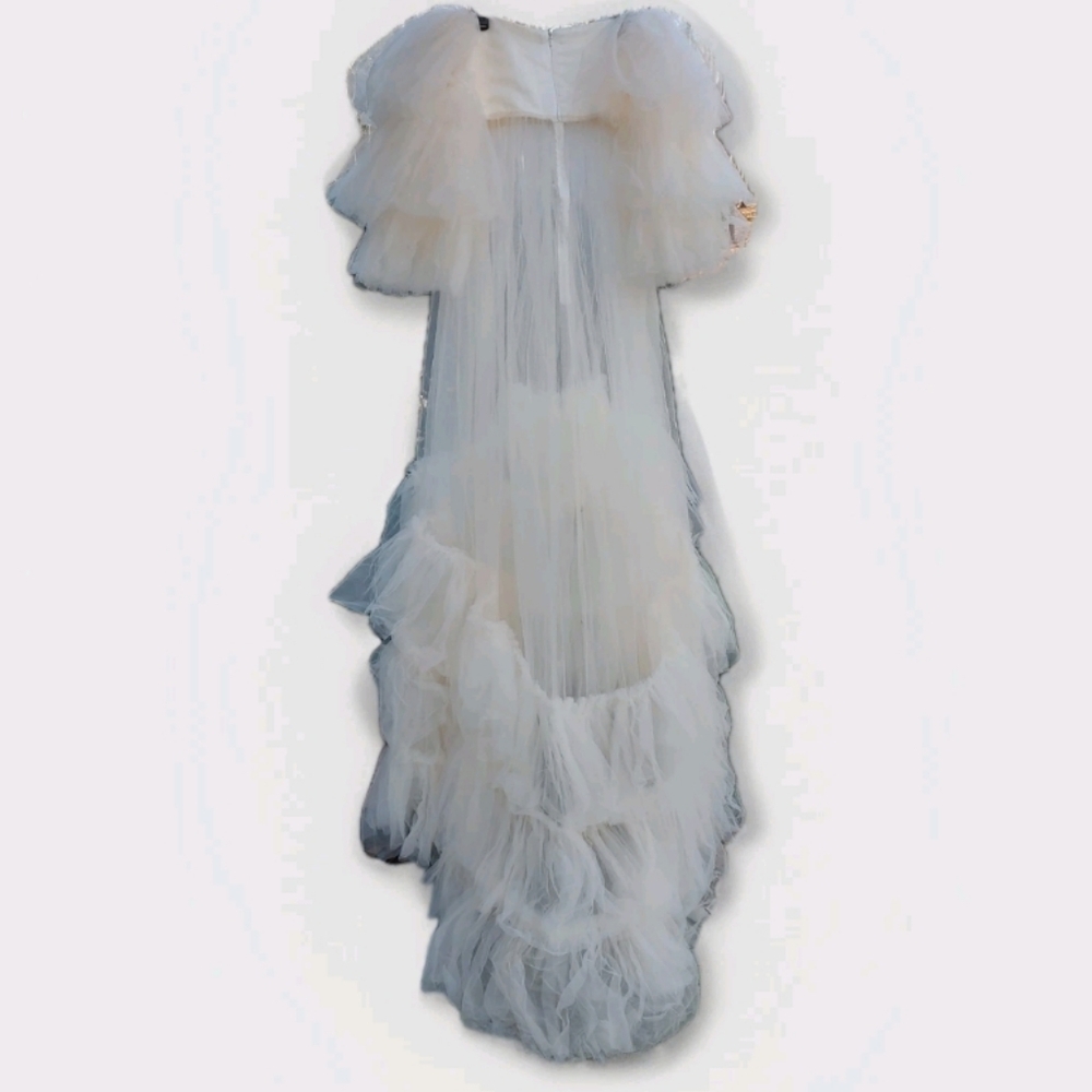 Maternity Photoshoot Gown Tulle Sheer Illusion Soft Feminine Light Blush S/Med - Picture 2 of 13